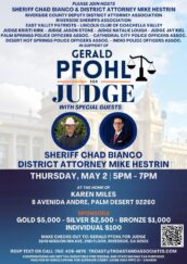 Fundraiser for Gerald Pfohl, candidate for Judge in Riverside County